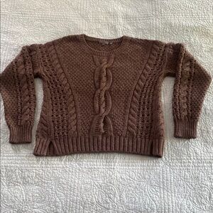 NWOT Warm Brown Crew Neck Cable Knit Sweater